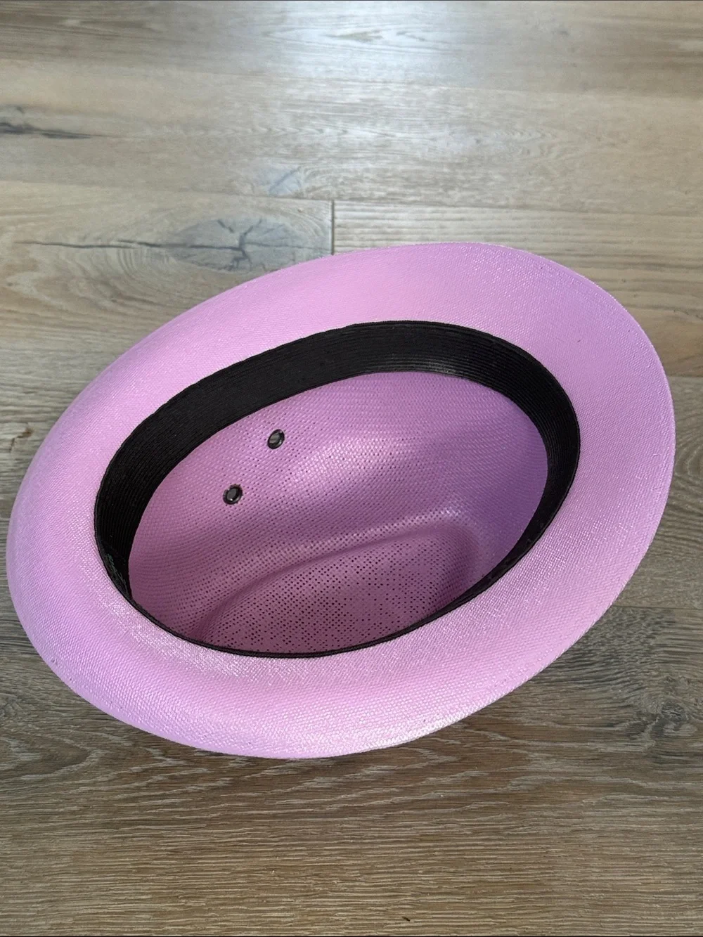 Greenlife Hats Lavender Fedora Hat Black Faux Leather Band Flower Embellishment